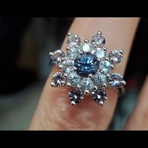 Hand-crafted Ceylon Sapphire & Burmese Spinel Ring (designed by me:)